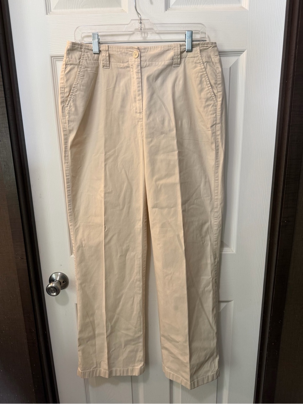 Women’s Talbots Cream/Tan Stretch Wide Leg Pants Sz 10